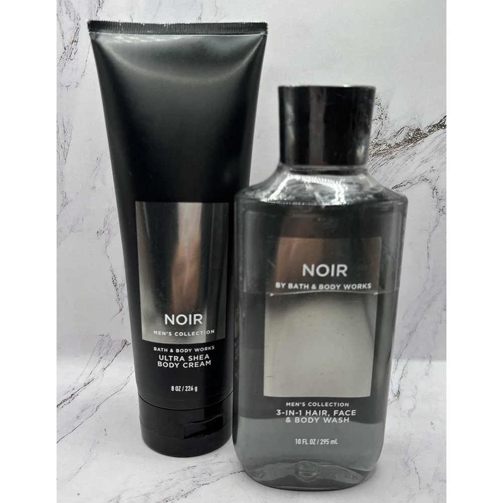 Bath & Body Works Men's Noir Body Cream & 3-in-1 Hair Face Body Wash Set